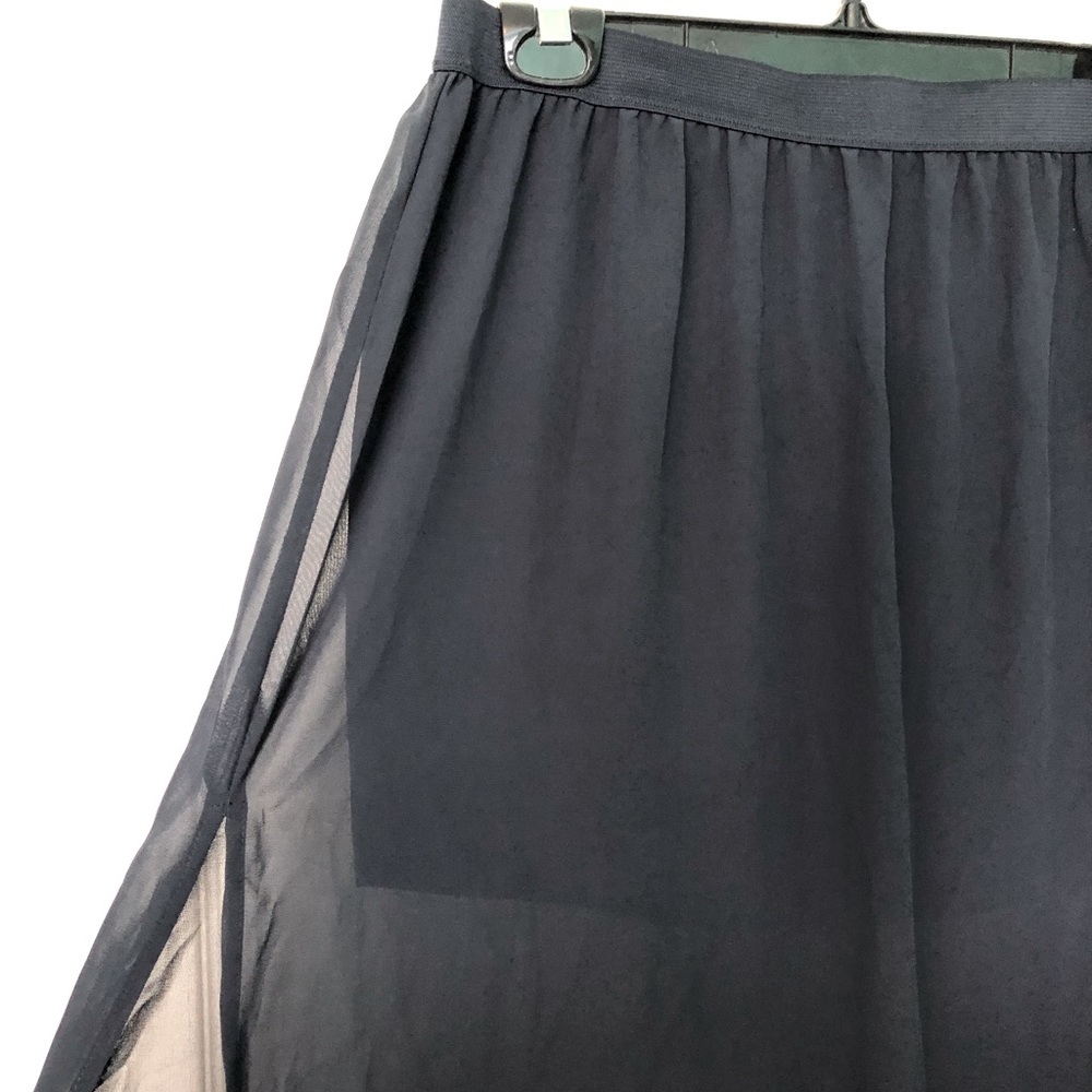 HM Navy Maxi See Through Slit Maxi Skirt with visible Mini Skirt Size 10
